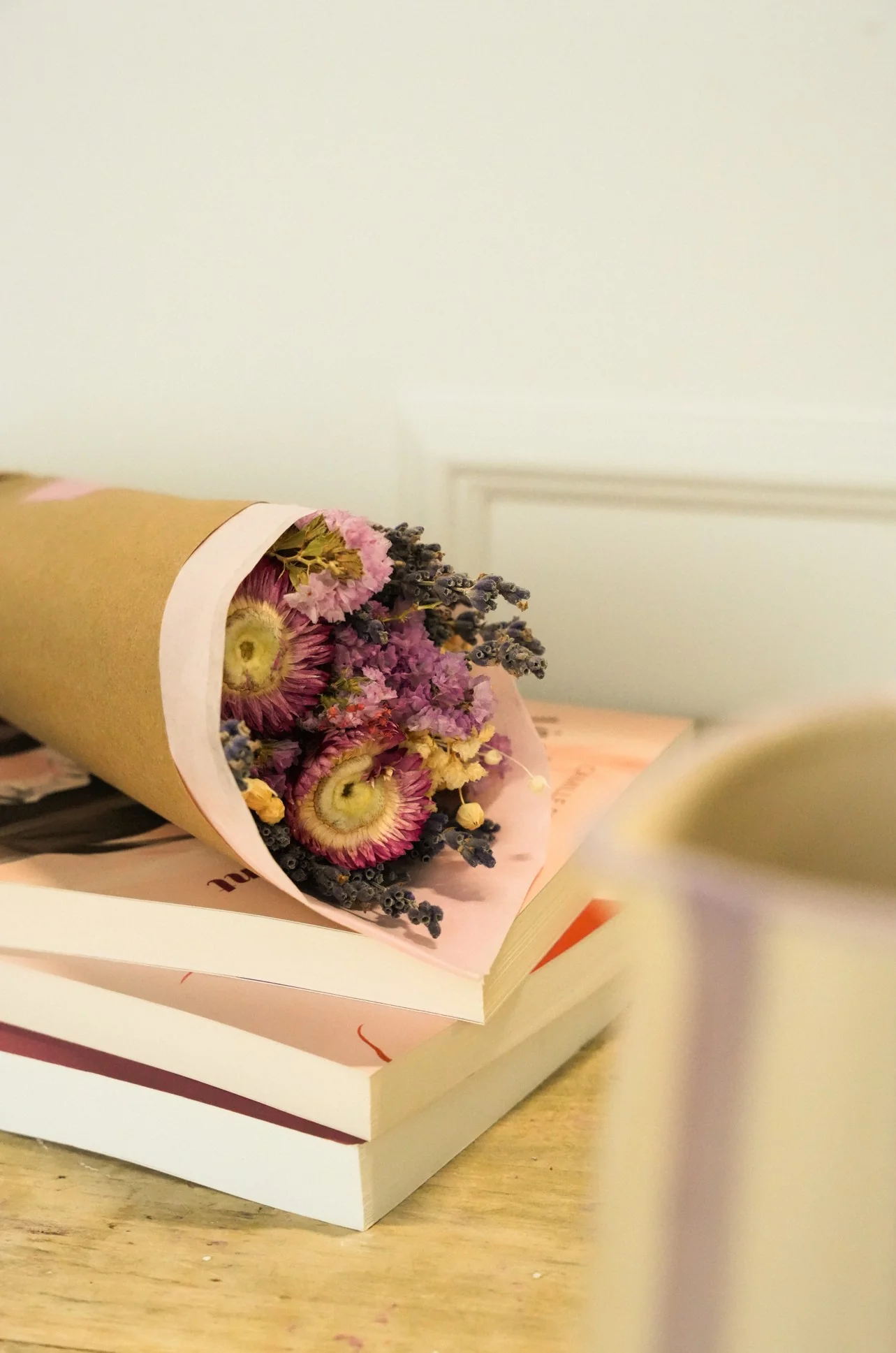 Bouquet de fleurs séchées - Rose - Image 3