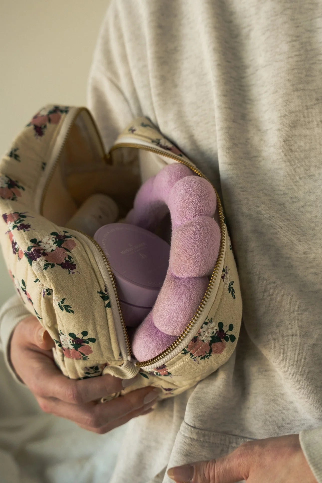 Trousse de voyage doublée － Fleurie - Image 3